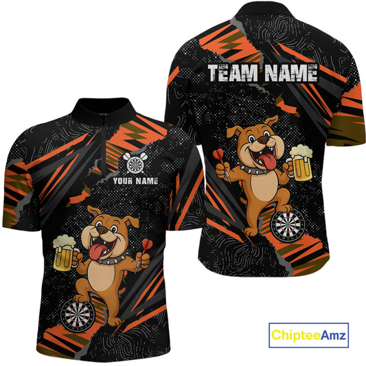 Orange Funny Bulldog Dart Team Shirt for Women Custom Dart Jersey Dartboard Shirt DHT28