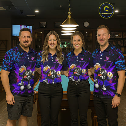 Custom Funny Beer Billiard Shirt 8 Ball & 9 Ball Billiard Jersey for Men Pool Shirt Polo & 1/4 Zip BHT120