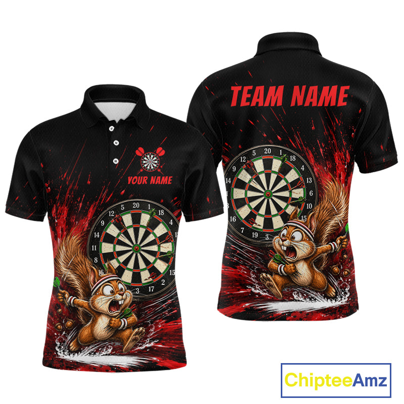 Custom Funny Squirrel Dart Shirts for Men Dart League Jersey Dartboard Shirt Polo & Quarter-Zip DHT71