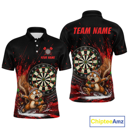 Custom Funny Squirrel Dart Shirts for Men Dart League Jersey Dartboard Shirt Polo & Quarter-Zip DHT71