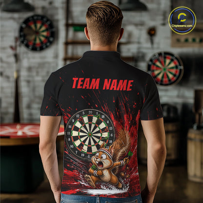 Custom Funny Squirrel Dart Shirts for Men Dart League Jersey Dartboard Shirt Polo & Quarter-Zip DHT71