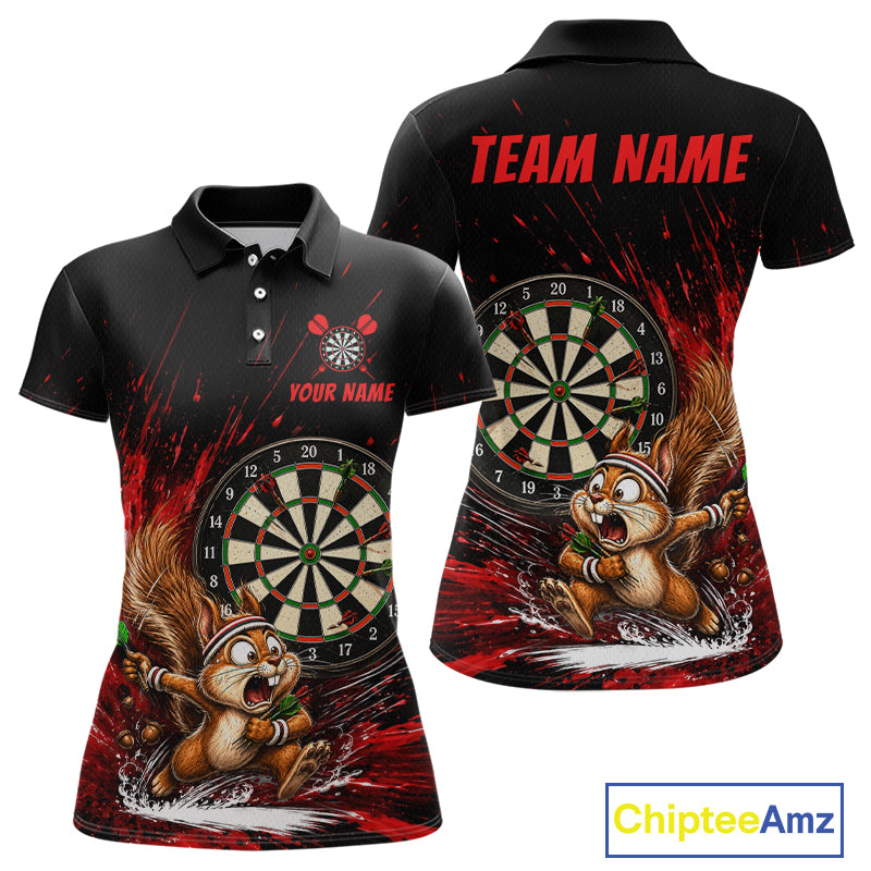 Custom Funny Squirrel Dart Shirts for Women Dart League Jersey Dartboard Shirt Polo & Quarter-Zip DHT71