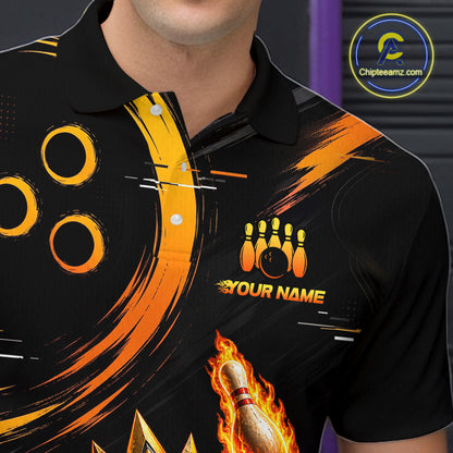 Custom Funny Crown Flames Bowling Shirt for Men Bowling Jersey League QZT1265
