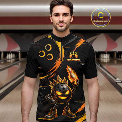 Custom Funny Crown Flames Bowling Shirt for Men Bowling Jersey League QZT1265