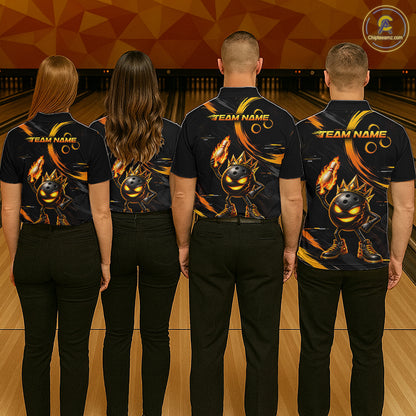 Custom Funny Crown Flames Bowling Shirt for Men Bowling Jersey League QZT1265