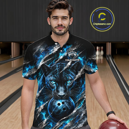 Panther Bowling Team Shirt Custom Flames Bowling Jersey for Men Bowling Outfit QZT1268