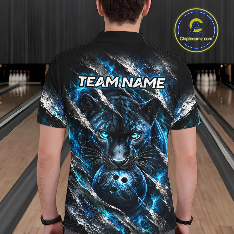 Panther Bowling Team Shirt Custom Flames Bowling Jersey for Men Bowling Outfit QZT1268