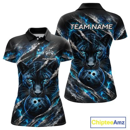 Panther Bowling Team Shirt Custom Flames Bowling Jersey for Women Bowling Outfit QZT1268