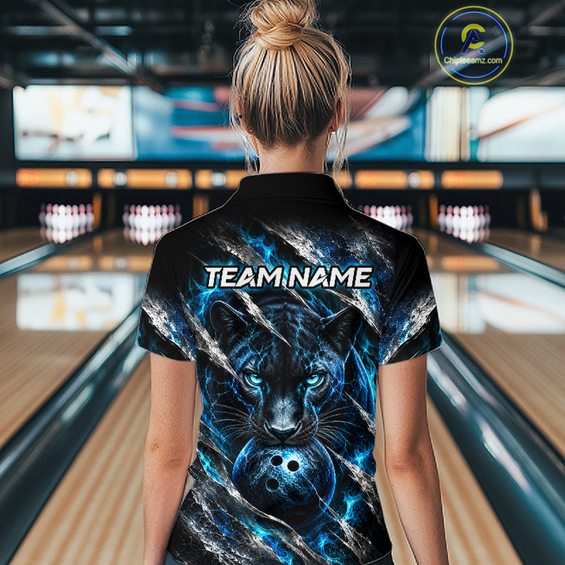 Panther Bowling Team Shirt Custom Flames Bowling Jersey for Women Bowling Outfit QZT1268