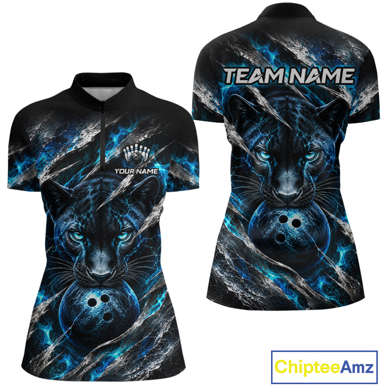 Panther Bowling Team Shirt Custom Flames Bowling Jersey for Women Bowling Outfit QZT1268