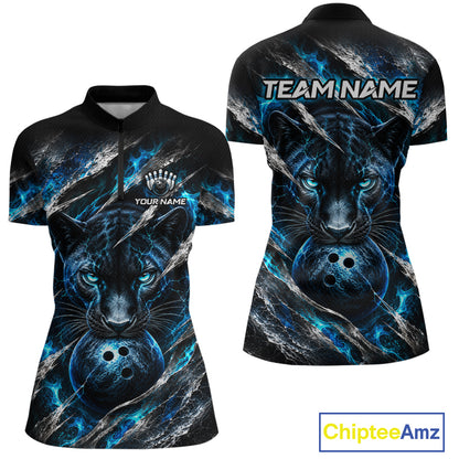 Panther Bowling Team Shirt Custom Flames Bowling Jersey for Women Bowling Outfit QZT1268
