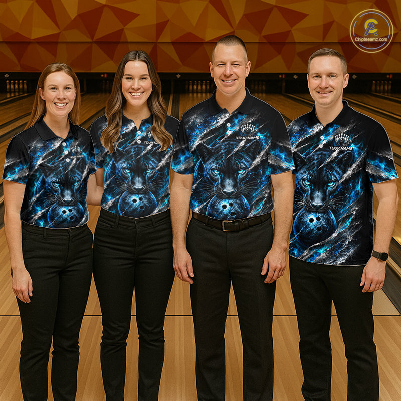 Panther Bowling Team Shirt Custom Flames Bowling Jersey for Men Bowling Outfit QZT1268