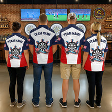 Load image into Gallery viewer, Custom American Flag Dart Shirt for Women Patriotic Dart Team Jersey Dartboard Polo &amp; Quarter-Zip DHT15