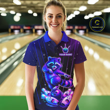 Load image into Gallery viewer, Neon Raccoon Bowling Shirt for Women Custom Bowling Team Jersey Polo &amp; 1/4-Zip Bowling Outfit QZT848