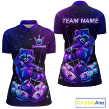 Load image into Gallery viewer, Neon Raccoon Bowling Shirt for Women Custom Bowling Team Jersey Polo &amp; 1/4-Zip Bowling Outfit QZT848
