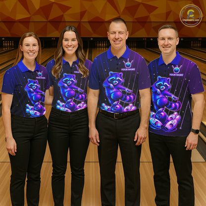 Neon Raccoon Bowling Shirt for Men Custom Bowling Team Jersey Polo & 1/4-Zip Bowling Outfit QZT848