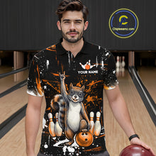 Load image into Gallery viewer, Custom Orange Funny Squirrel Bowling Shirt for Men Bowling Team League Polo &amp; 1/4-Zip Bowling Outfit QZT982