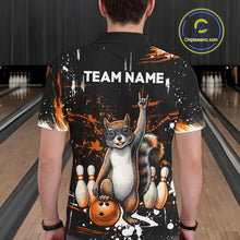 Load image into Gallery viewer, Custom Orange Funny Squirrel Bowling Shirt for Men Bowling Team League Polo &amp; 1/4-Zip Bowling Outfit QZT982