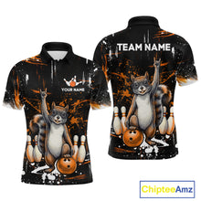 Load image into Gallery viewer, Custom Orange Funny Squirrel Bowling Shirt for Men Bowling Team League Polo &amp; 1/4-Zip Bowling Outfit QZT982