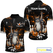 Load image into Gallery viewer, Custom Orange Funny Squirrel Bowling Shirt for Men Bowling Team League Polo &amp; 1/4-Zip Bowling Outfit QZT982