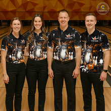 Load image into Gallery viewer, Custom Orange Funny Squirrel Bowling Shirt for Men Bowling Team League Polo &amp; 1/4-Zip Bowling Outfit QZT982