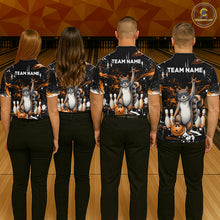 Load image into Gallery viewer, Custom Orange Funny Squirrel Bowling Shirt for Men Bowling Team League Polo &amp; 1/4-Zip Bowling Outfit QZT982