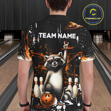 Load image into Gallery viewer, Orange Funny Raccoon Bowling Team Shirt Customized Bowling League Polo &amp; 1/4 Zip Gift for Men QZT852