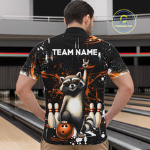 Load image into Gallery viewer, Orange Funny Raccoon Bowling Team Shirt Customized Bowling League Polo &amp; 1/4 Zip Gift for Men QZT852