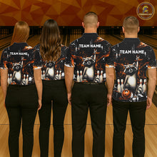 Load image into Gallery viewer, Orange Funny Raccoon Bowling Team Shirt Customized Bowling League Polo &amp; 1/4 Zip Gift for Women QZT852