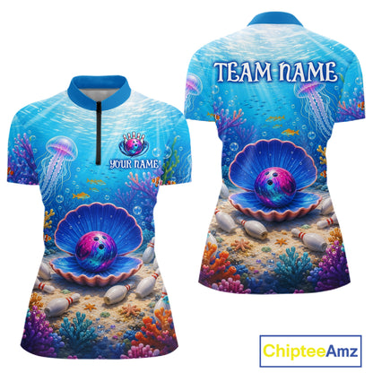 Colorful underwater-themed shirt with customizable text on a white background