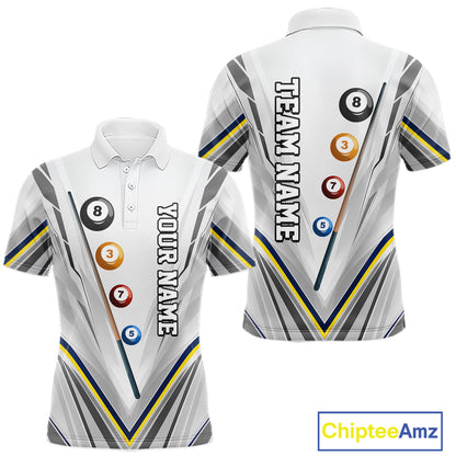 Custom Navy & Yellow Billiard Shirt for Men 8 Ball Pool Billiard Jersey Polo & Quarter-Zip BHT149
