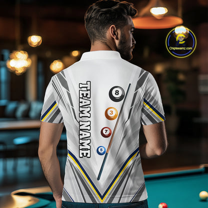 Custom Navy & Yellow Billiard Shirt for Men 8 Ball Pool Billiard Jersey Polo & Quarter-Zip BHT149