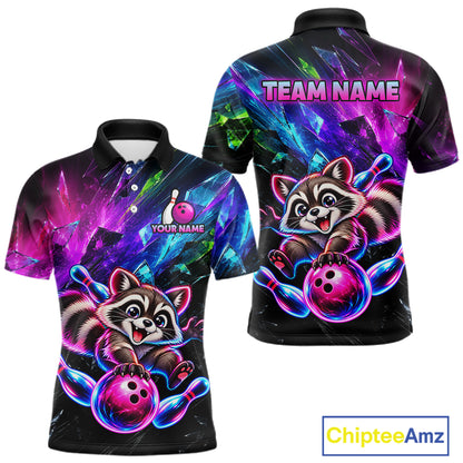 Custom Colorful Funny Raccoon Bowling Shirt for Men Team Bowling Jersey QZT1338
