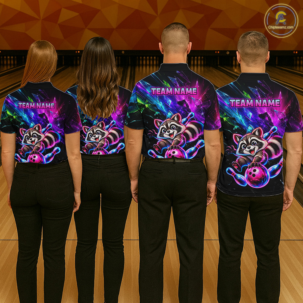 Custom Colorful Funny Raccoon Bowling Shirt for Men Team Bowling Jersey QZT1338