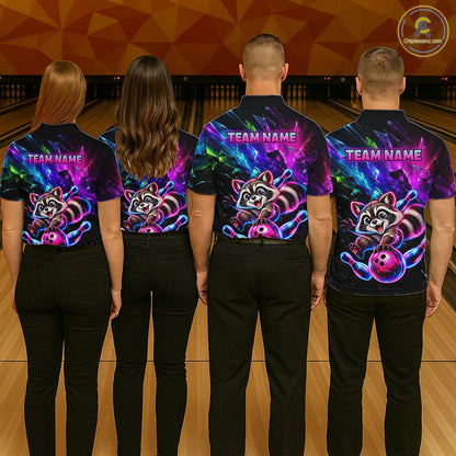 Custom Colorful Funny Raccoon Bowling Shirt for Men Team Bowling Jersey QZT1338