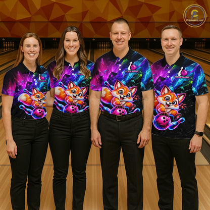 Custom Colorful Funny Fox Bowling Shirt for Women Team Bowling Jersey Polo & 1/4-Zip QZT1339