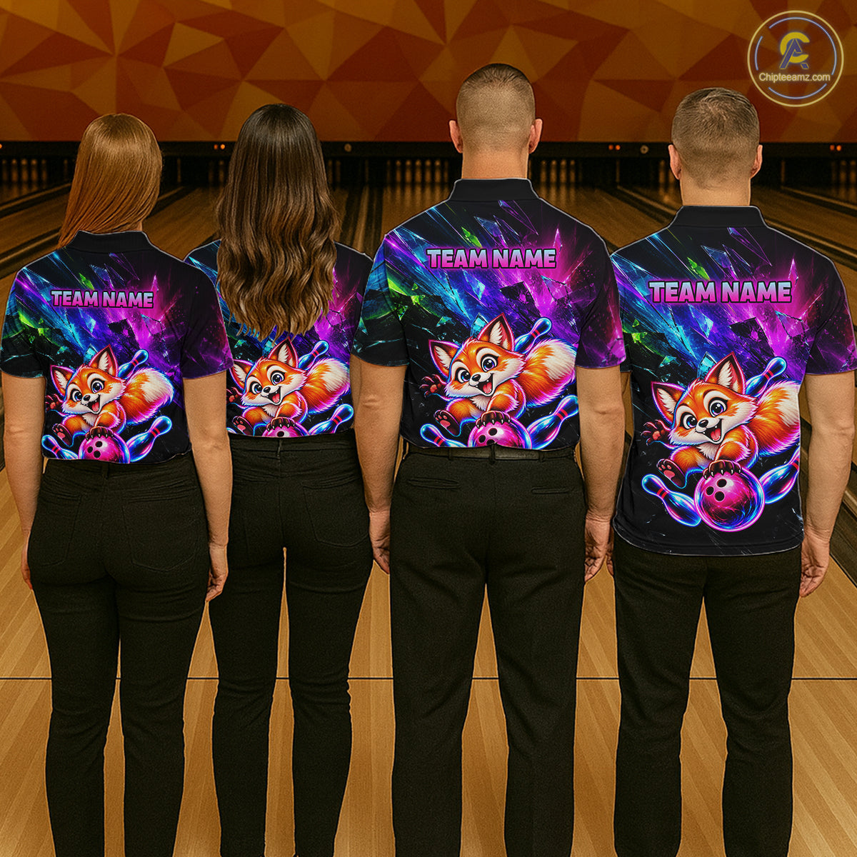 Custom Colorful Funny Fox Bowling Shirt for Women Team Bowling Jersey Polo & 1/4-Zip QZT1339