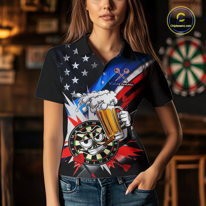 Custom American Flag Funny Beer Dart Shirt for Women Dart Team Jersey Dartboard Outfit DHT53