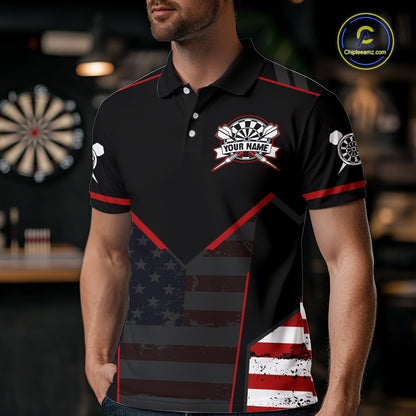 Custom American Flag Dart Shirt for Men Patriotic Dart Team Jersey Dartboard Outfit DHT54