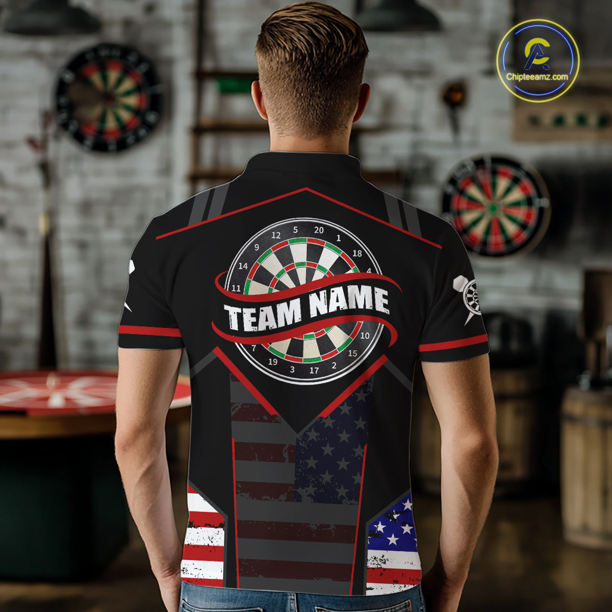 Custom American Flag Dart Shirt for Men Patriotic Dart Team Jersey Dartboard Outfit DHT54
