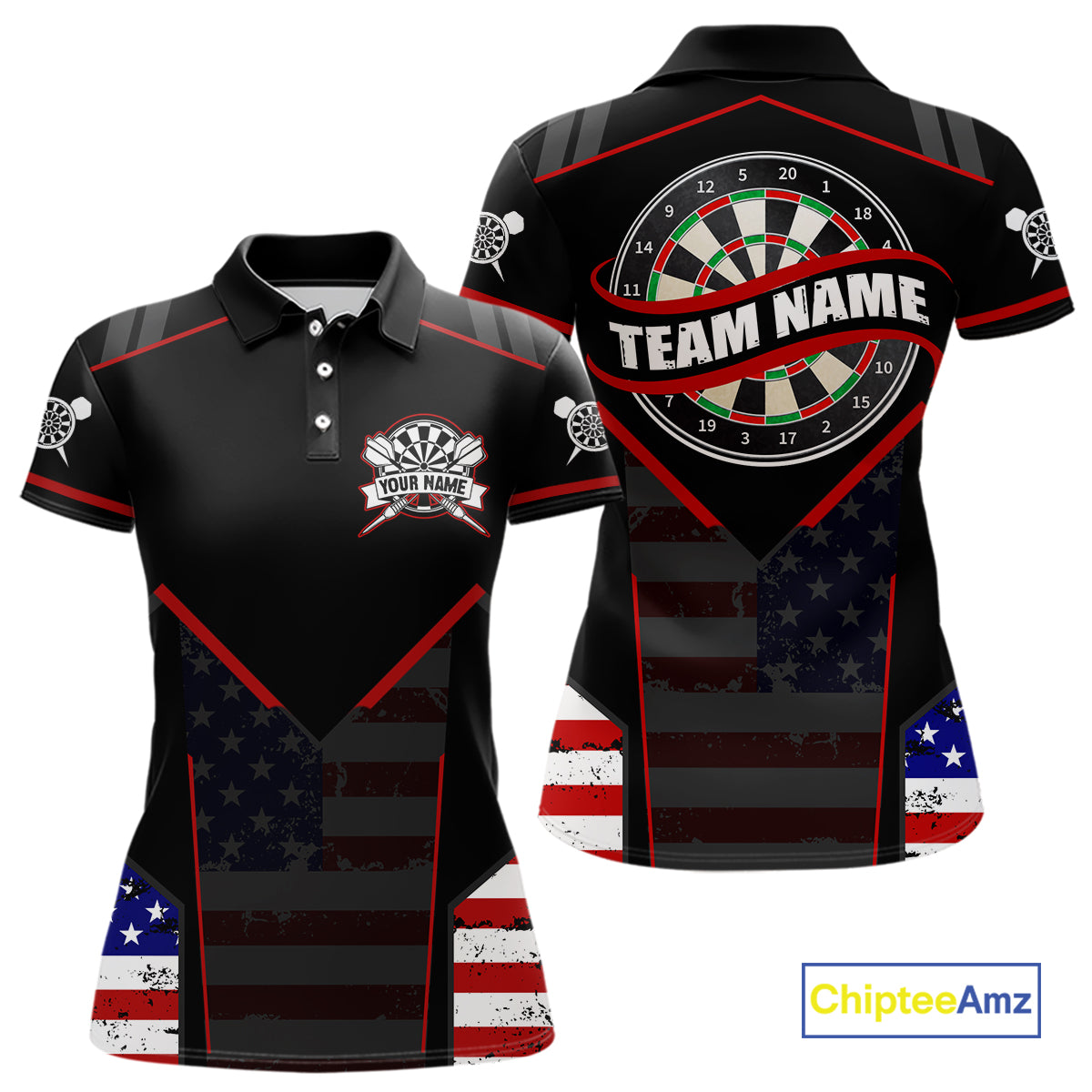 Custom American Flag Dart Shirt for Women Patriotic Dart Team Jersey Dartboard Outfit DHT54