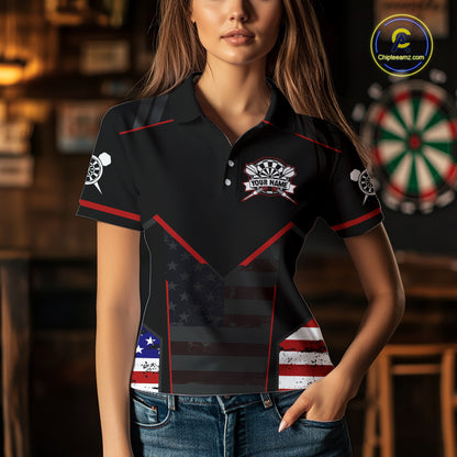 Custom American Flag Dart Shirt for Women Patriotic Dart Team Jersey Dartboard Outfit DHT54