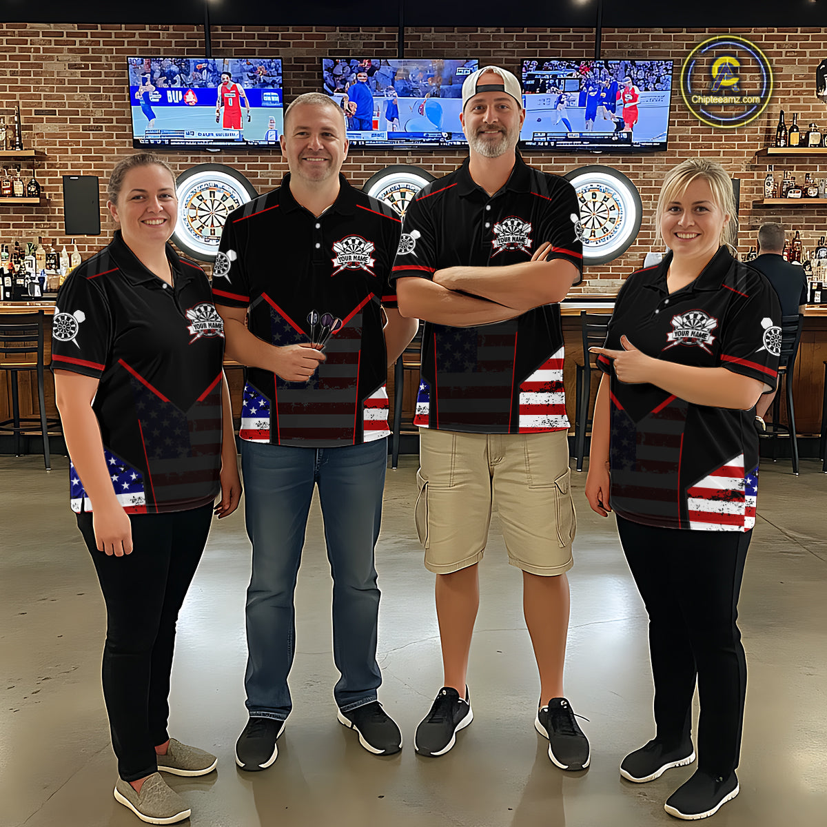 Custom American Flag Dart Shirt for Men Patriotic Dart Team Jersey Dartboard Outfit DHT54