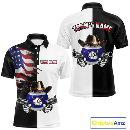 Custom American Flag Funny 10 Ball Billiard Shirt for Men Pool Billiard Jersey Polo & 1/4-Zip BHT156