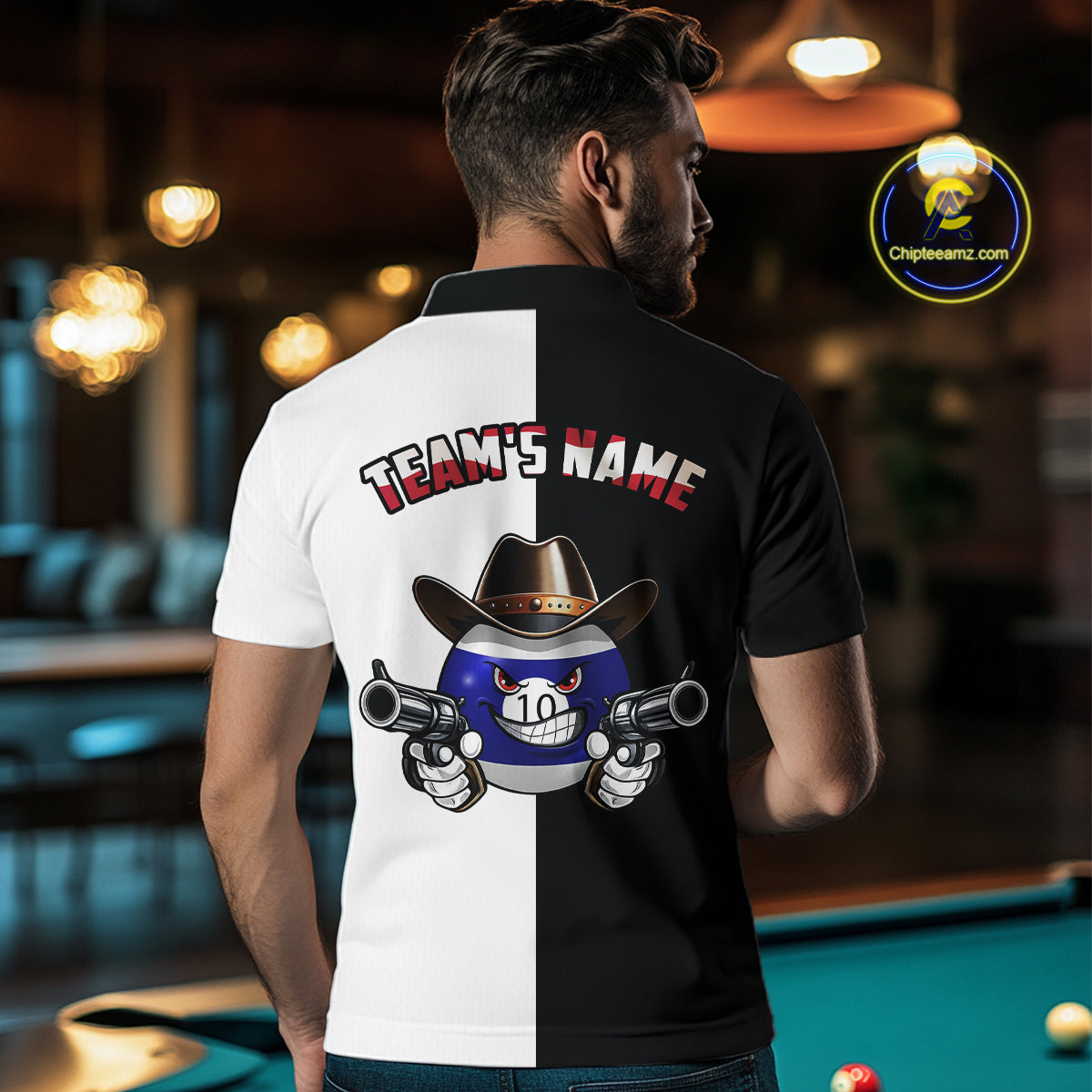 Custom American Flag Funny 10 Ball Billiard Shirt for Men Pool Billiard Jersey Polo & 1/4-Zip BHT156