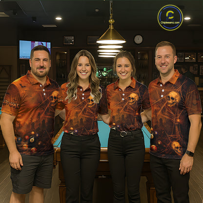 Custom Spider Skull 8 Ball Billiard Shirt for Men Halloween Pool Billiard Jersey BHT157