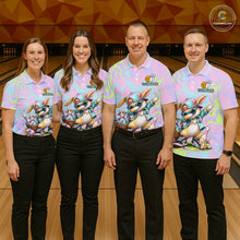 Load image into Gallery viewer, Custom Funny Bunny Bowling Team Shirt for Men Easter Bowling League Jersey Polo &amp; 1/4-Zip QZT938
