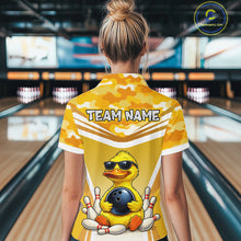 Load image into Gallery viewer, Custom Funny Duck Bowling Shirt Bowling Team Jersey for Women Polo &amp; Quarter-Zip Bowling Outfit QZT1138