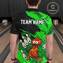 Load image into Gallery viewer, Custom Green Chicken Bowling Team Jersey Funny Bowling Shirt for Men Polo &amp; Quarter-Zip QZT1139