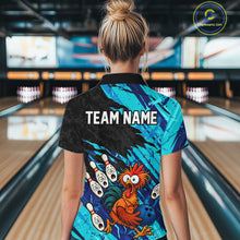 Load image into Gallery viewer, Custom Cyan Chicken Bowling Team Jersey Funny Bowling Shirt for Women Polo &amp; Quarter-Zip QZT1139